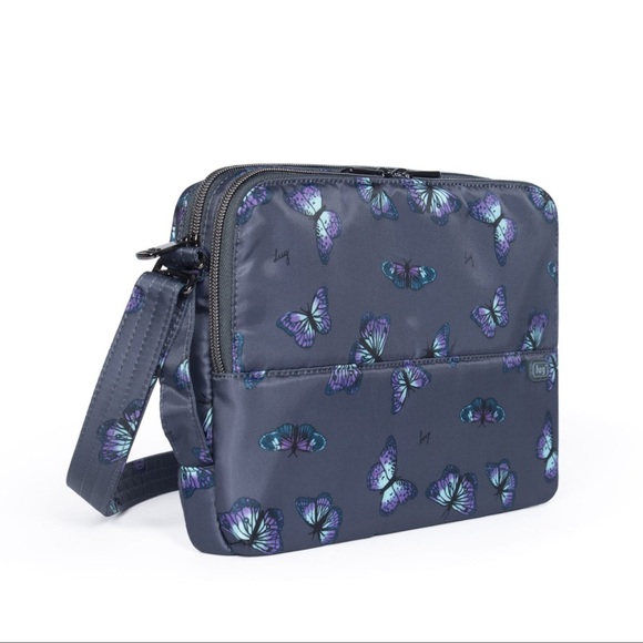 LUG BUTTERFLY GREY DELTA MINI NWOT With 1 1/2”  adjustable Crossbody Strap NIP - Picture 2 of 16